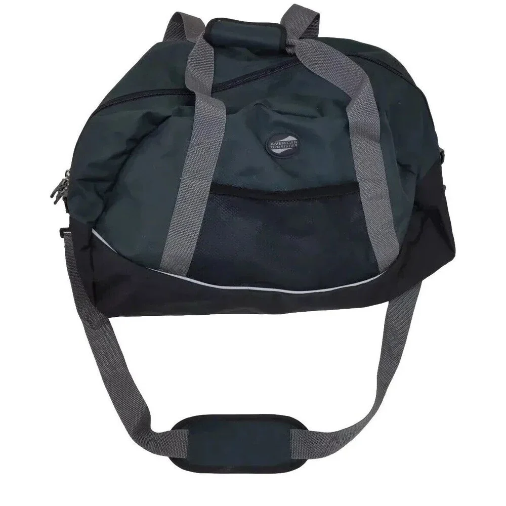 Set of 3 American Tourister Duffle Bags Black/Green Water-Resistant 21